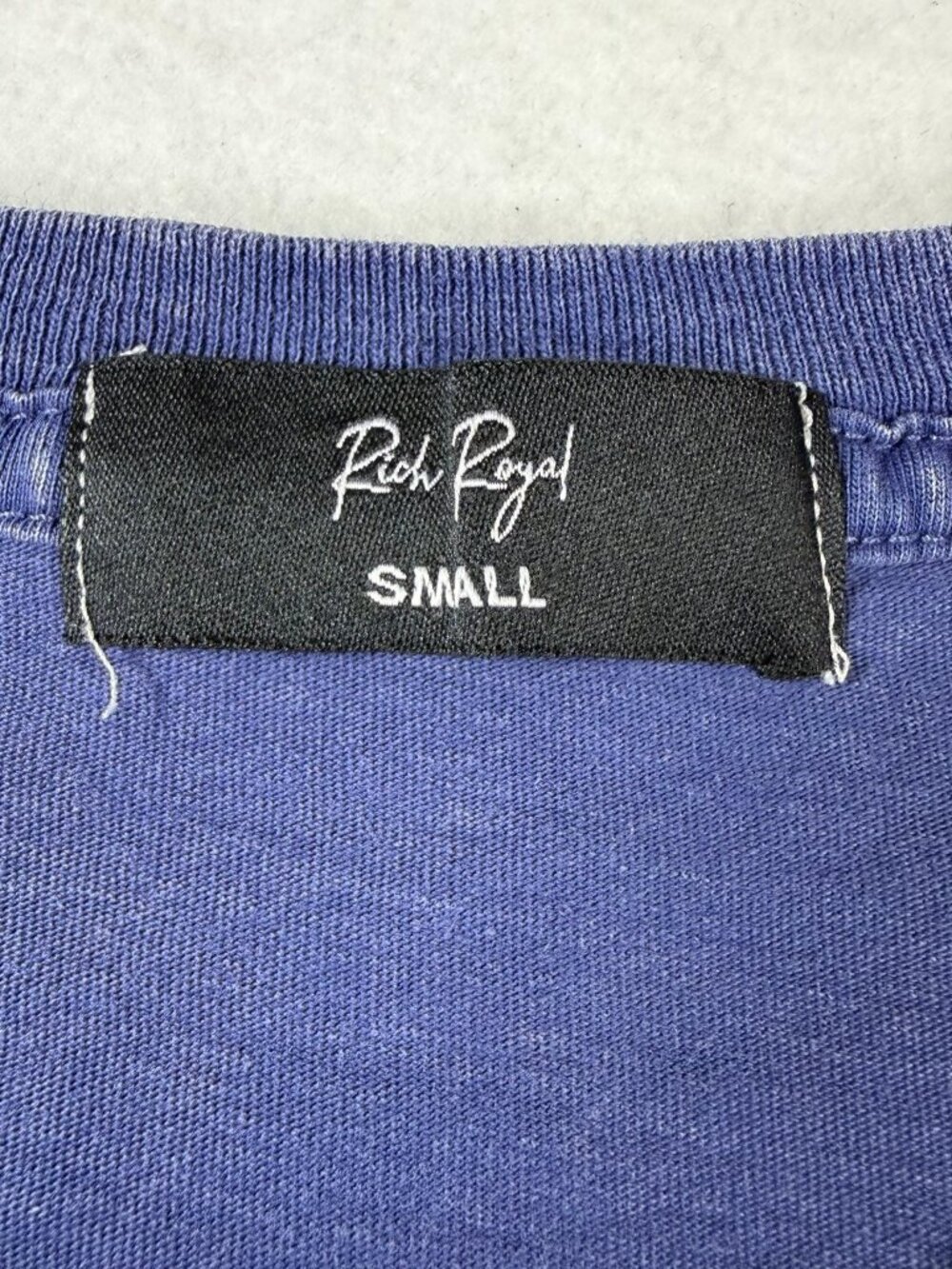 Rich Royal S Blue Washed Graphic Tee Y2K 90s Retro Streetwear T Shirt - Picture 6 of 8
